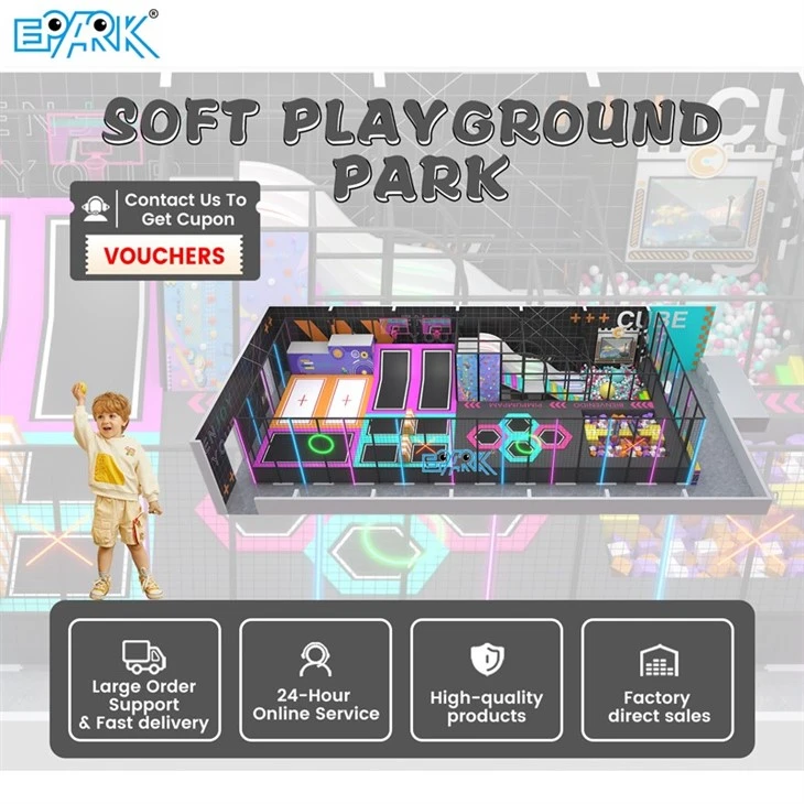 Large Trampoline Park Colorful Adventure Playland factory